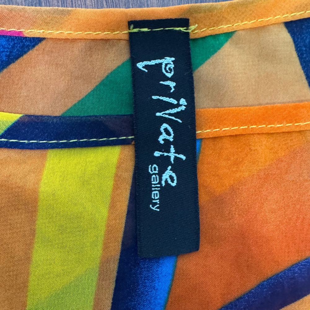 Vintage Private Gallery Oversized Top Womens Size XL Colorful Y2K Festival Sheer - Picture 7 of 8